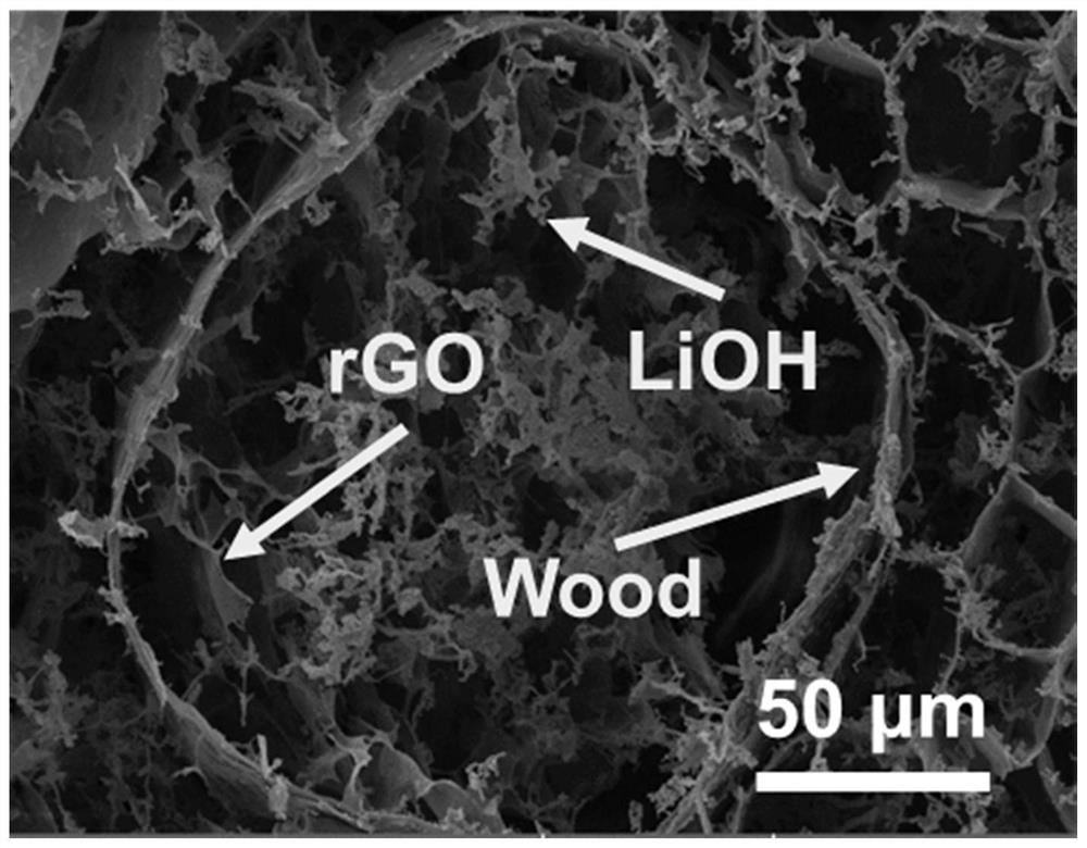 rgo-lioh microspring/wood composite electrode material and its preparation method and application