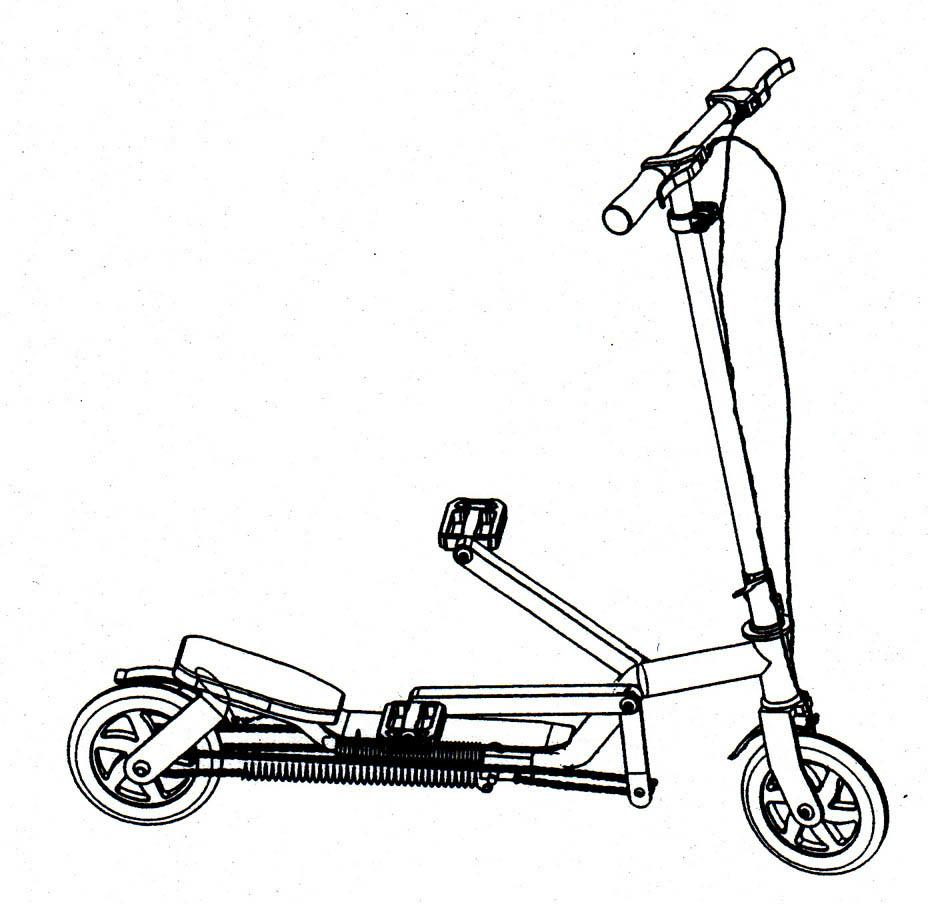 Folding dual-movable pulley driven vertical riding vehicle