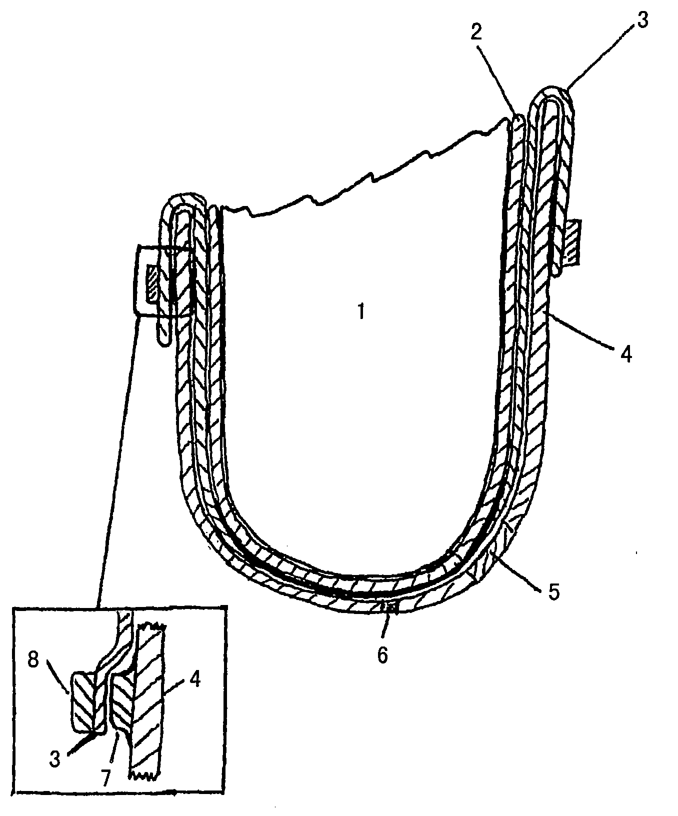 Liner for vacuum sockets, and use of the liner