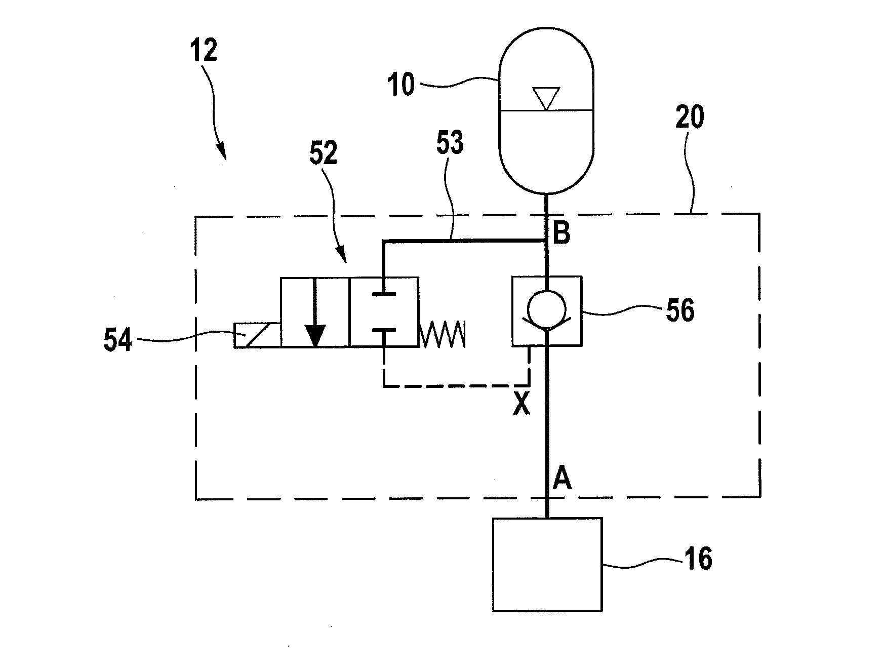 Device for controlling a hydraulic accumulator of a hydraulic system