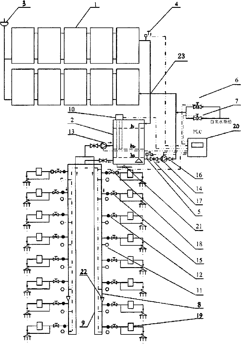 Unit type residence concentration solar hot-water supply system