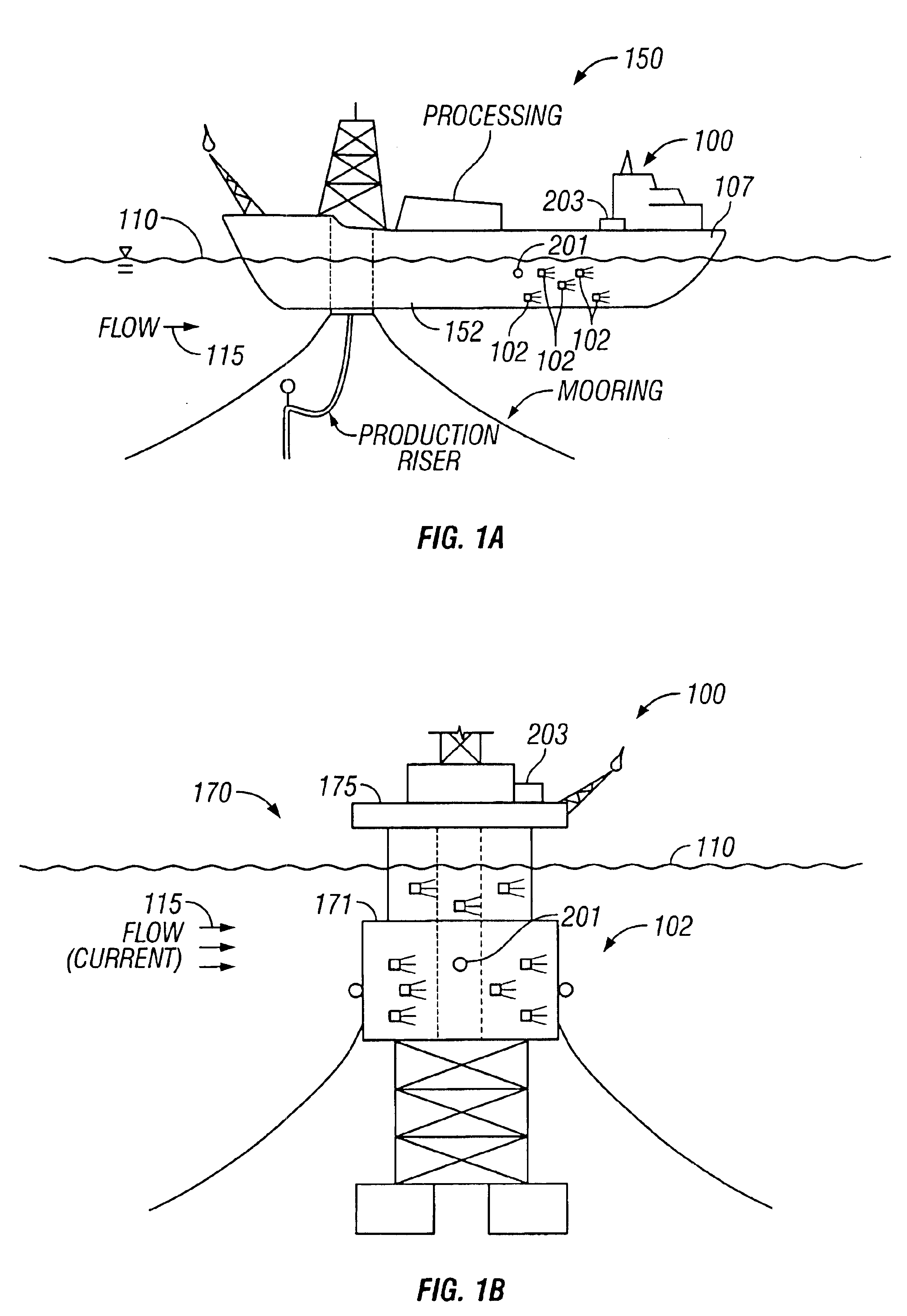 Thruster apparatus and method for reducing fluid-induced motions of and stresses within an offshore platform