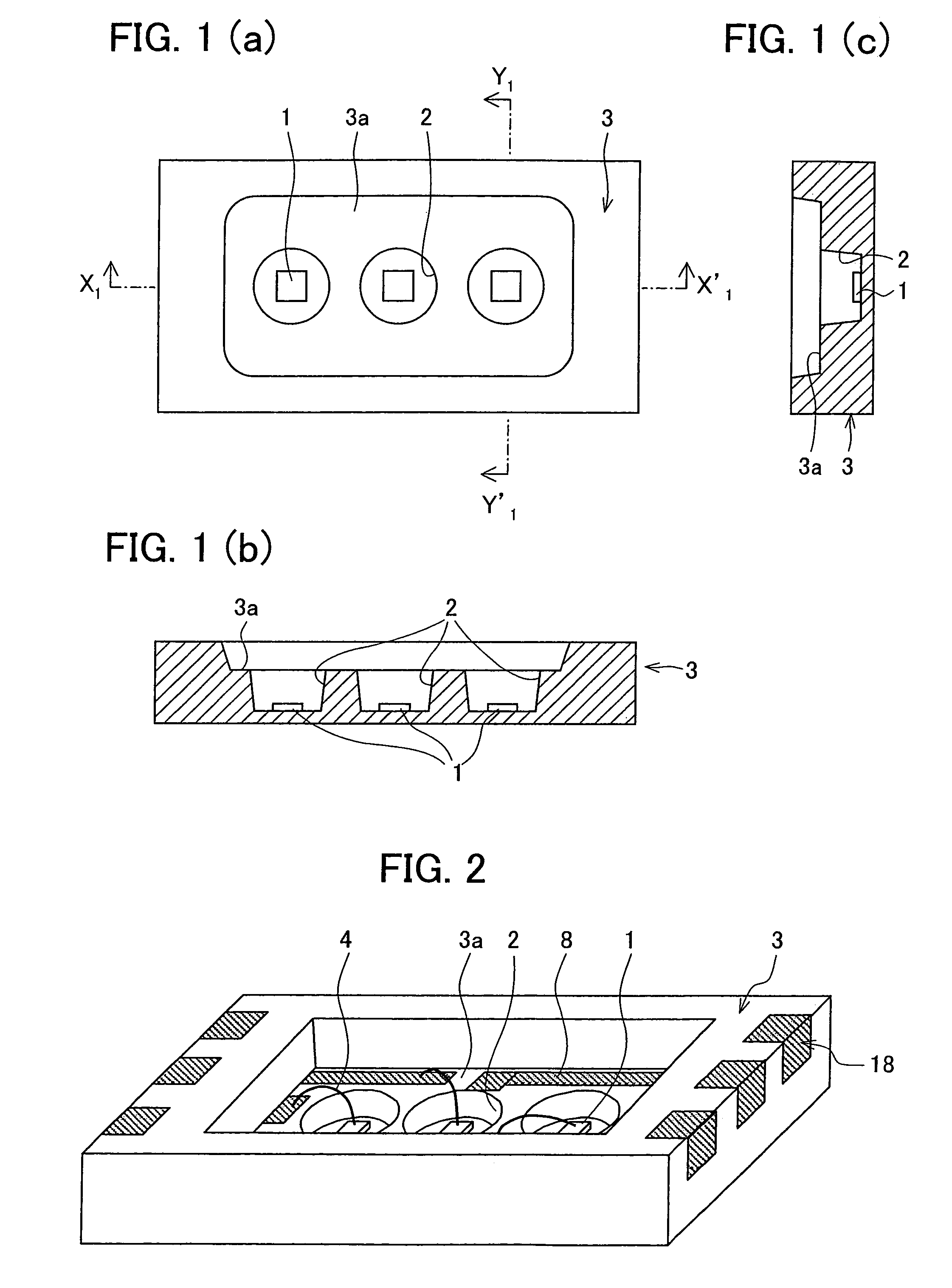 Backlight device for liquid crystal display including a plurality of light emitting diodes within their own concaves aligned in a straight line within a larger concave