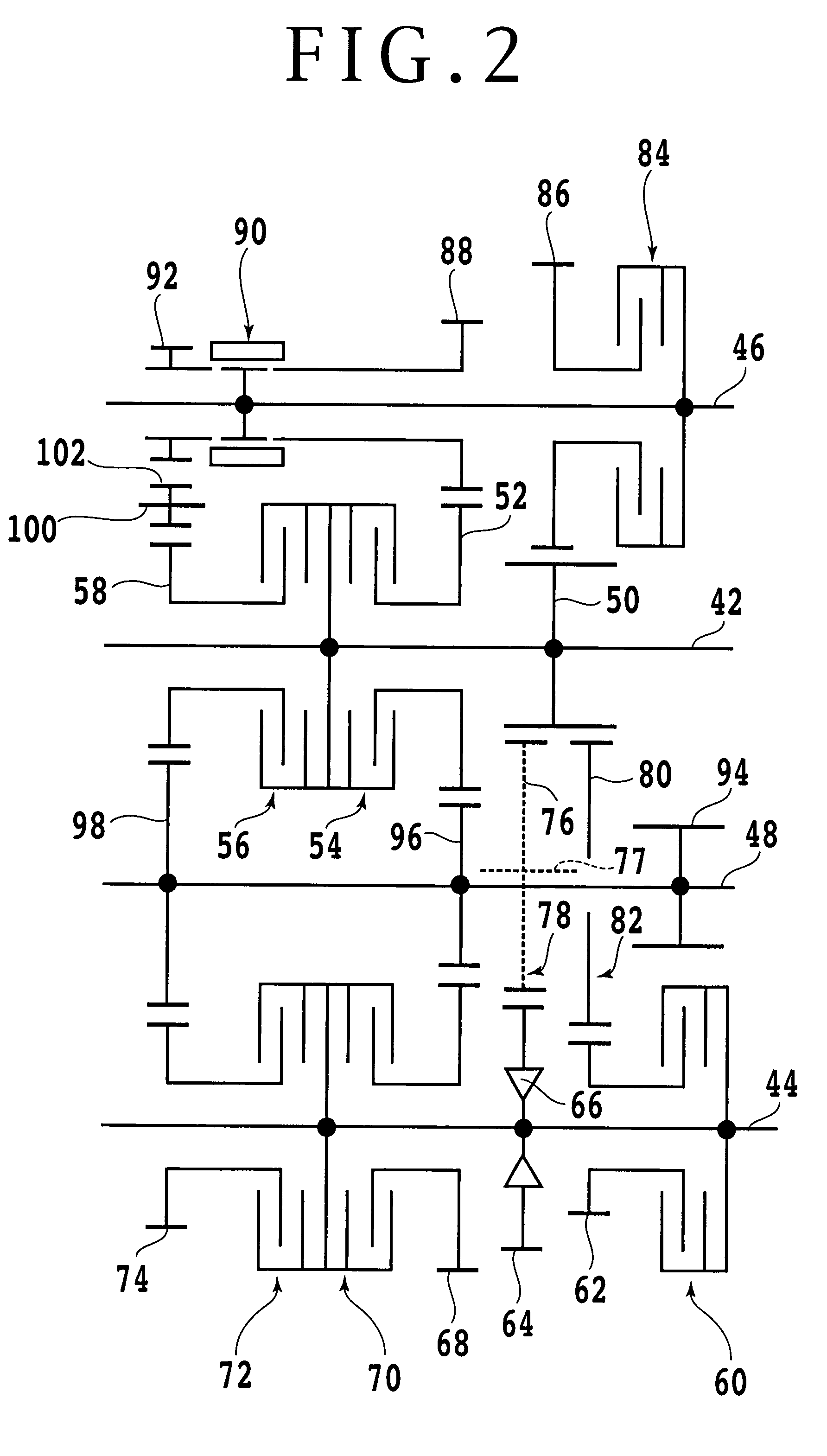 Parallel axes type transmission having a plurality of idle drive routes