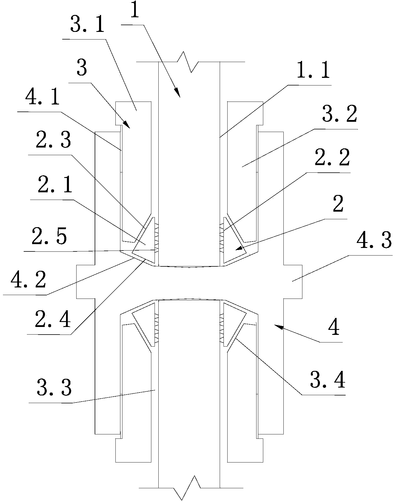 Anchoring type connecting device for steel bar wedge cone and connecting method thereof