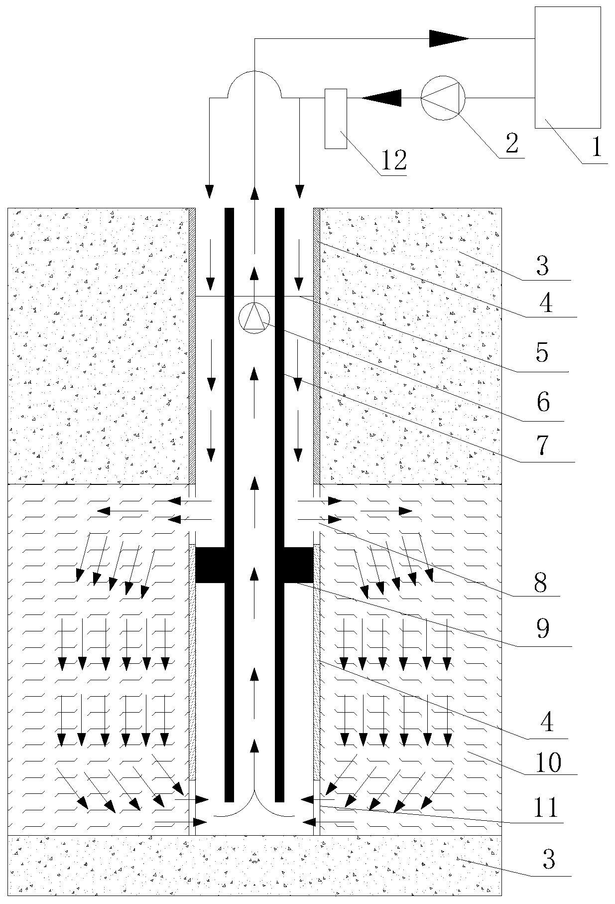 Same-well extraction and injection system for medium-deep-strata terrestrial heat