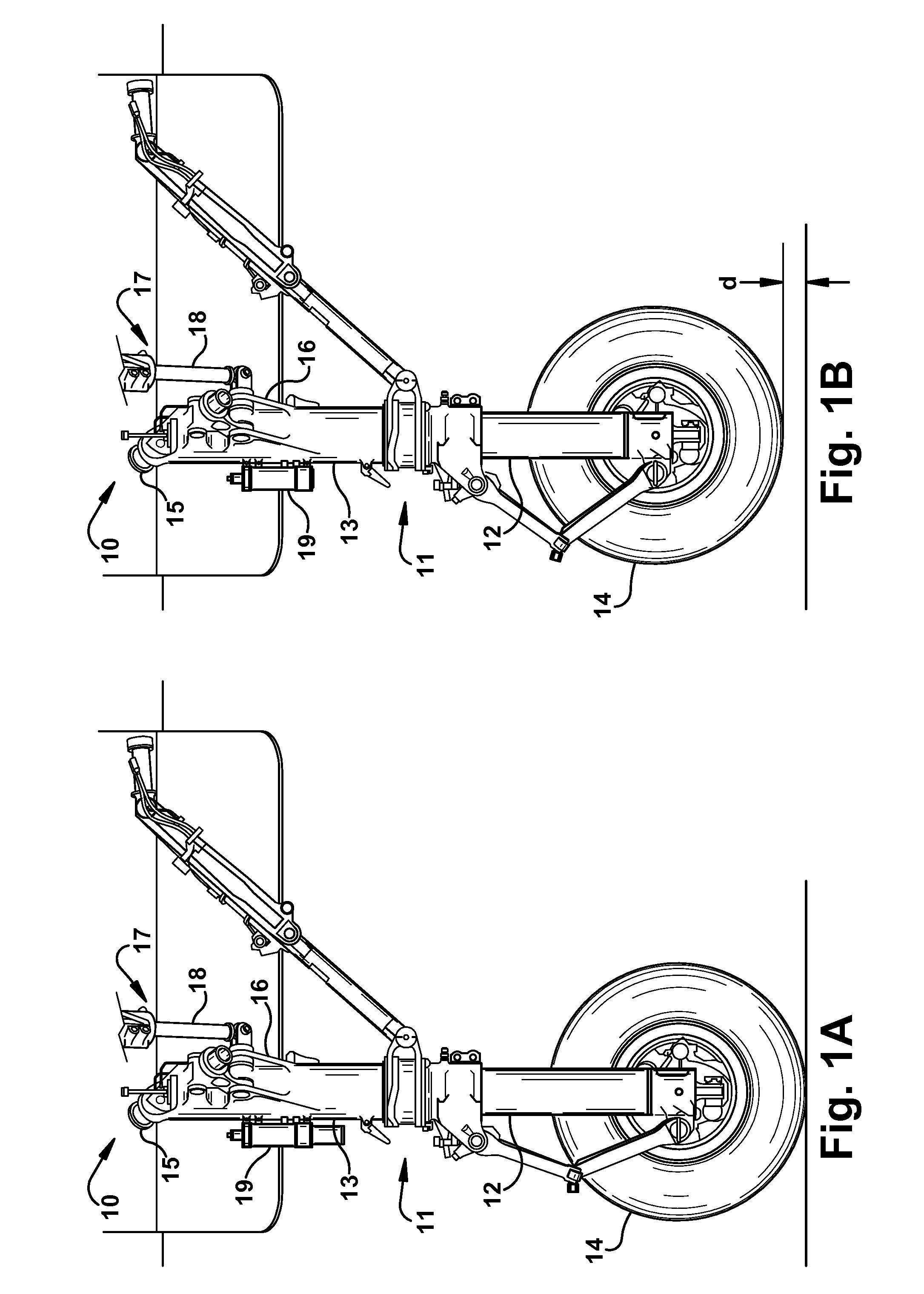 Shrinking shock strut system for retractable landing gear