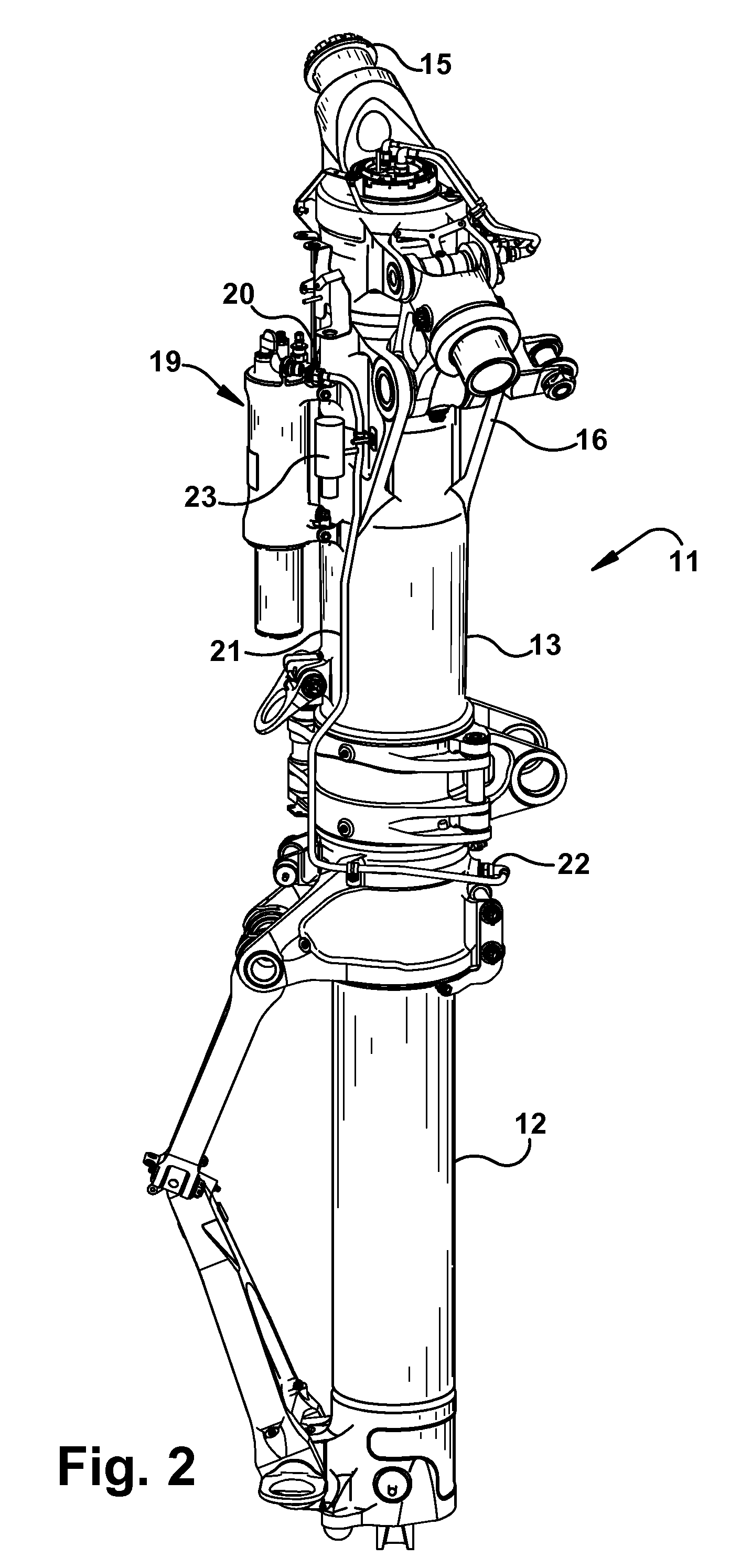 Shrinking shock strut system for retractable landing gear