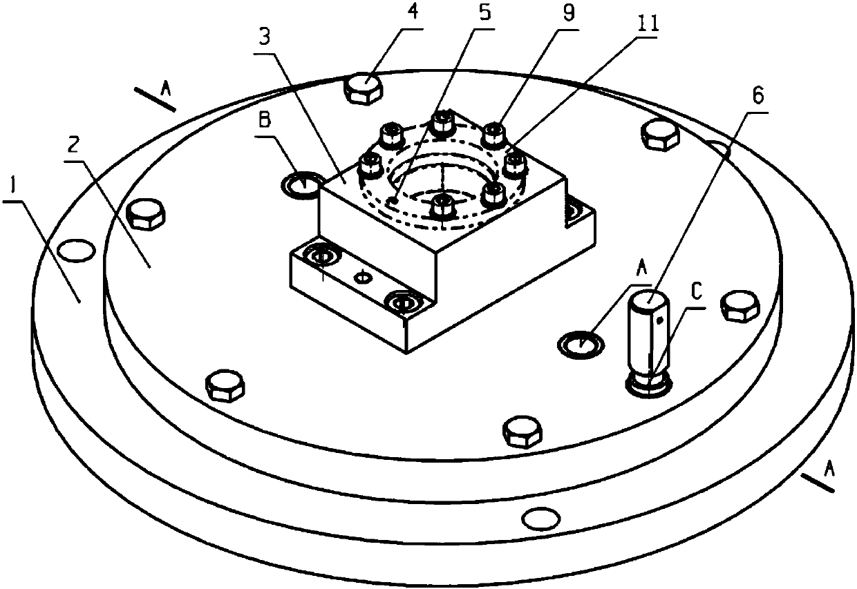 Clamping device for machining small eccentric stepped circular hole parts