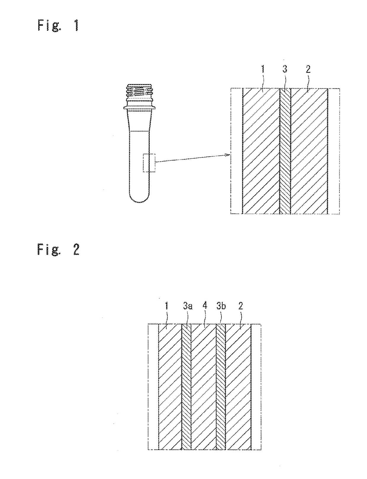 Multilayered preform and multilayered stretch-blow-formed container