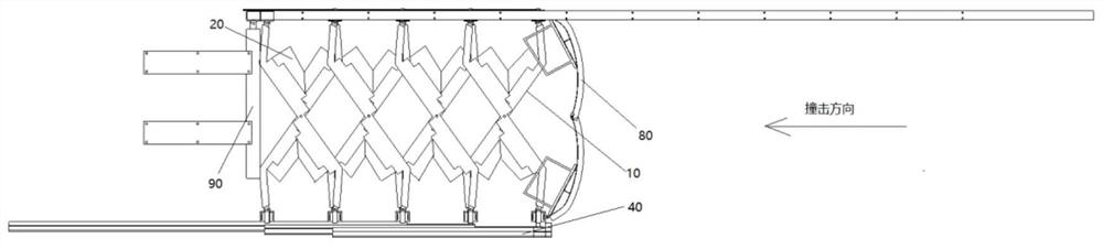 Telescopic energy dissipation vehicle impact buffer structure and buffer device