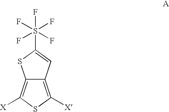 Pentafluorosulfanyl-substituted thienothiophene monomers and conducting polymers