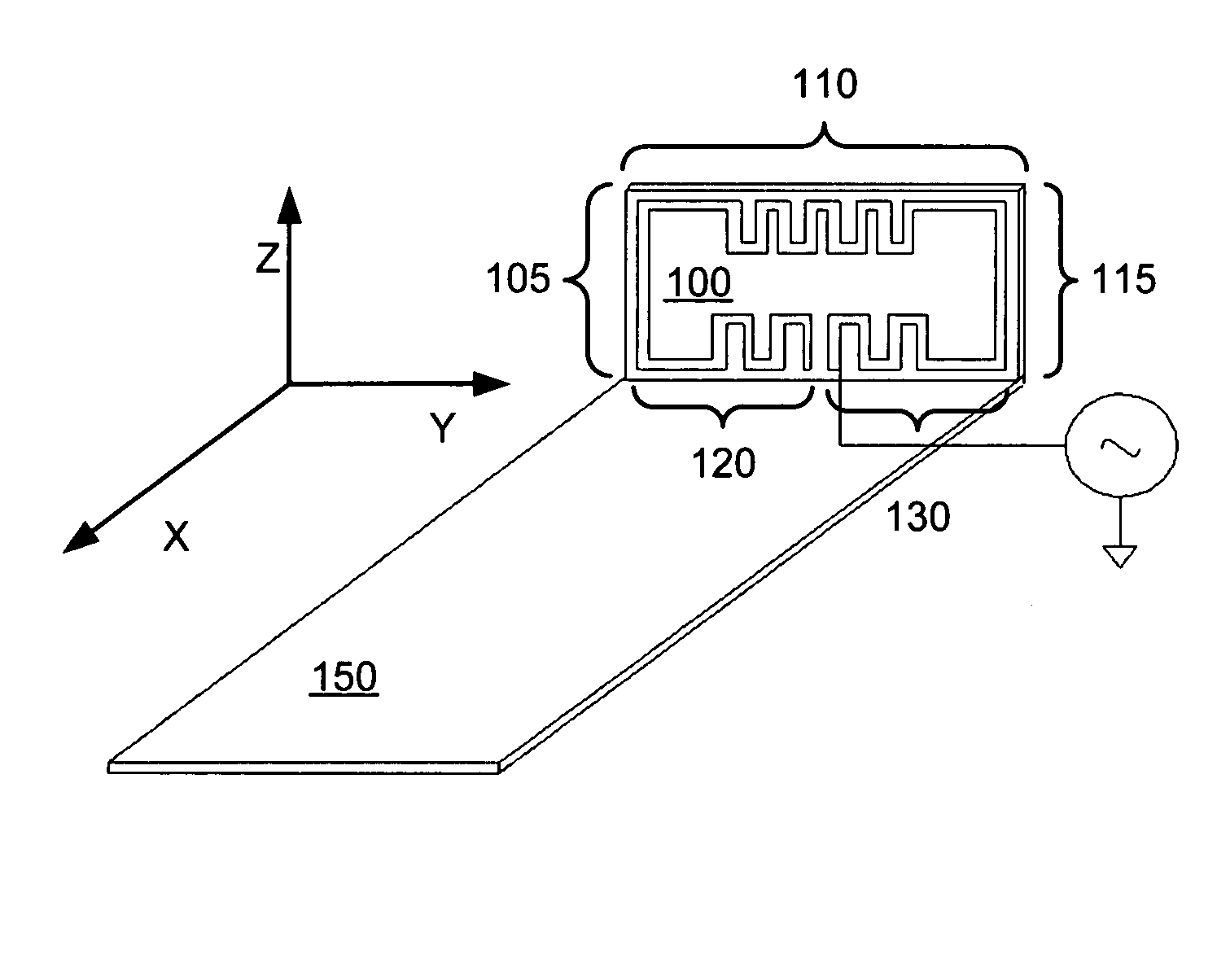 Low profile full wavelength meandering antenna