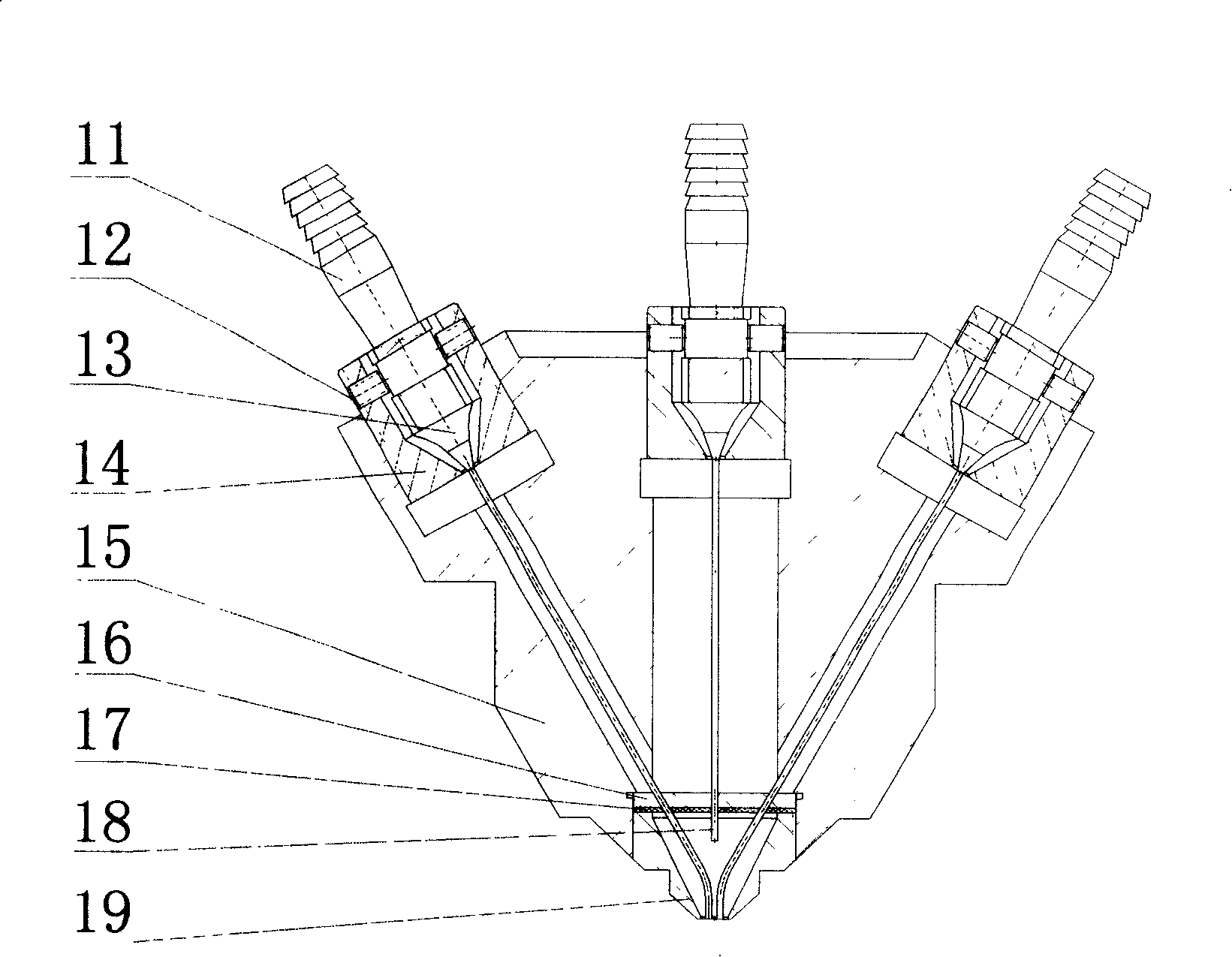 Multi-fluid composite electrostatic spinning device