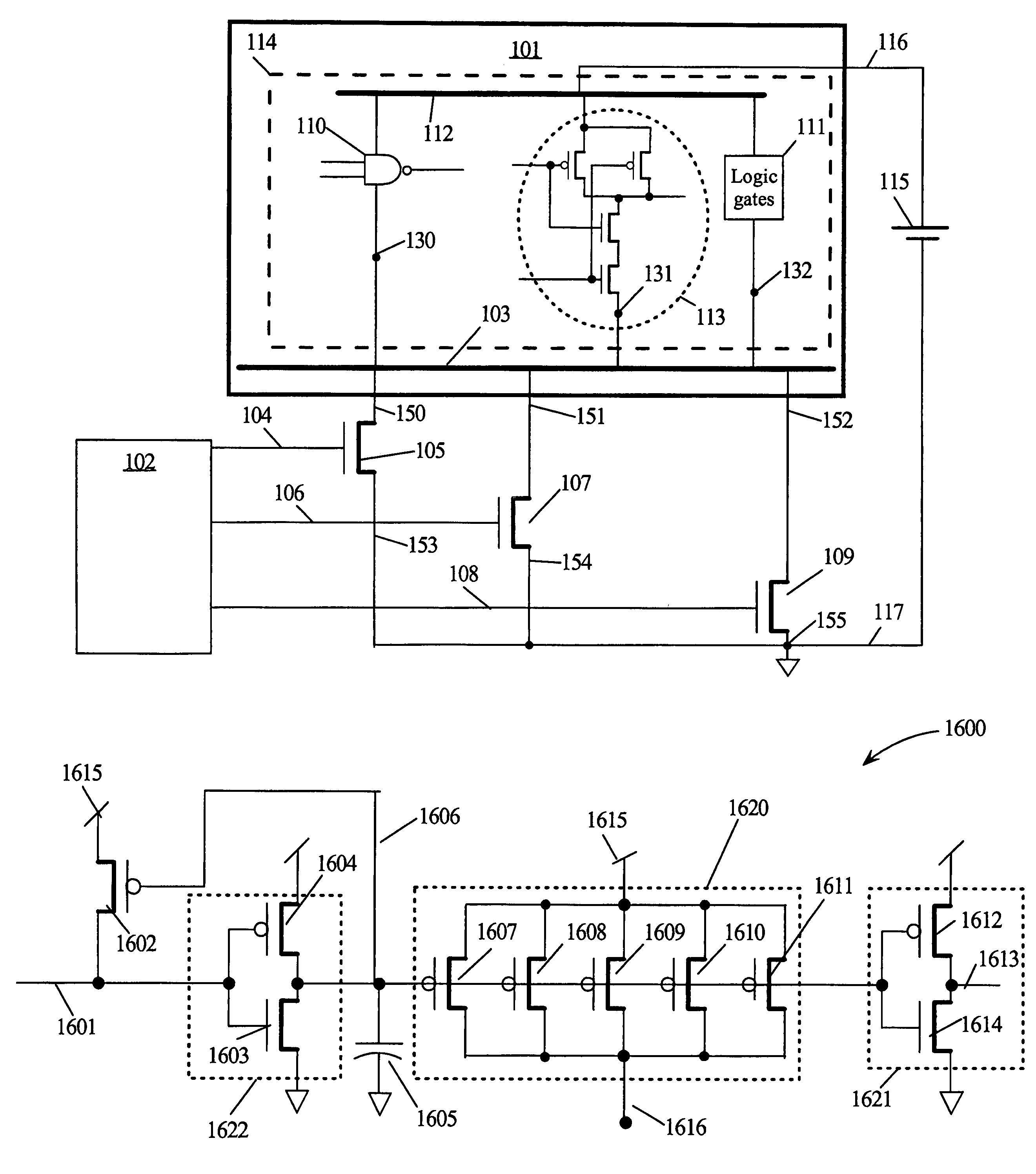 Power-gating cell for virtual power rail control