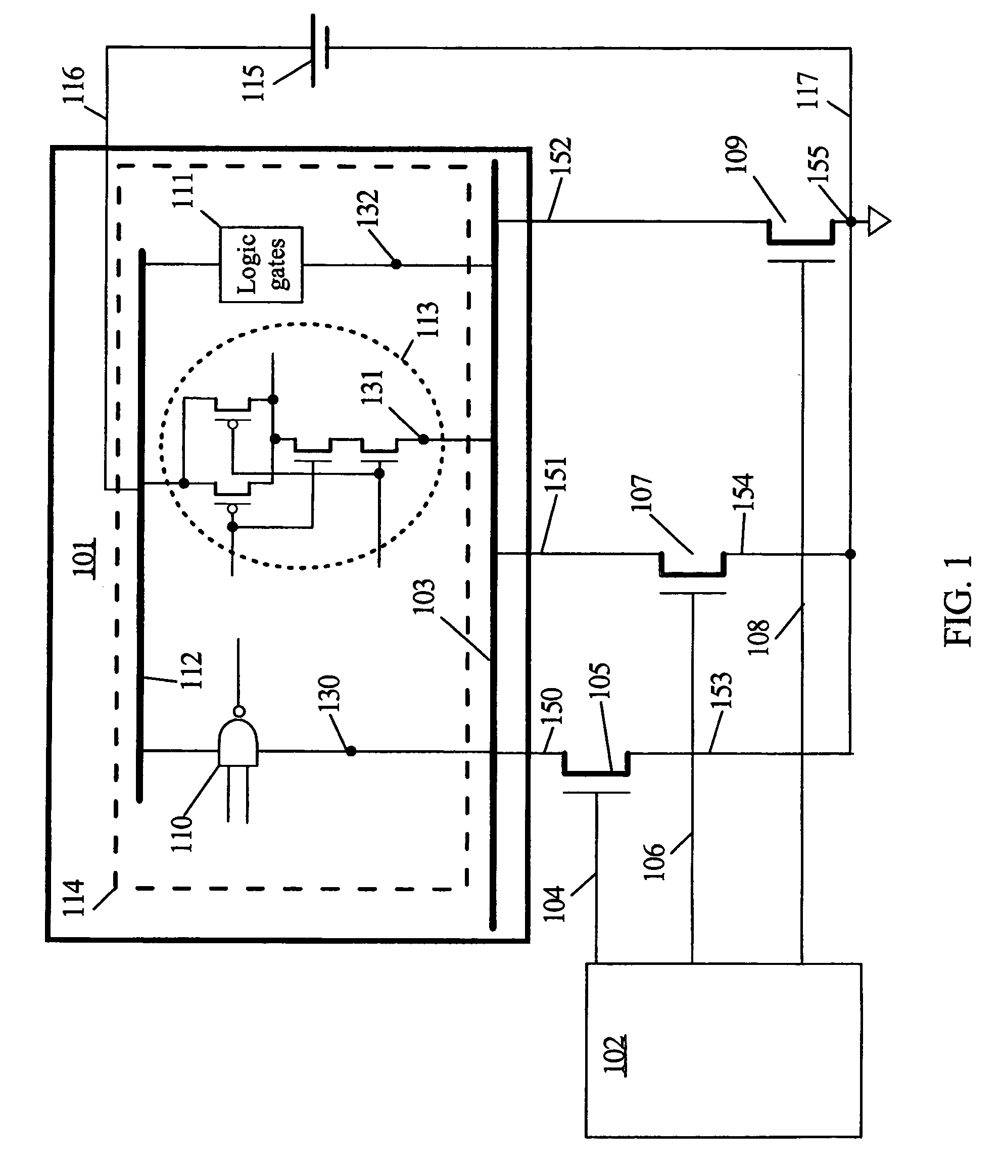 Power-gating cell for virtual power rail control