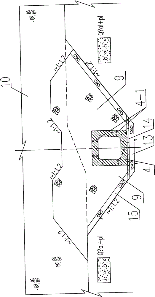 Earth and rockfill dam body seepage monitoring structure provided with abandoned dreg site behind dam and construction method thereof