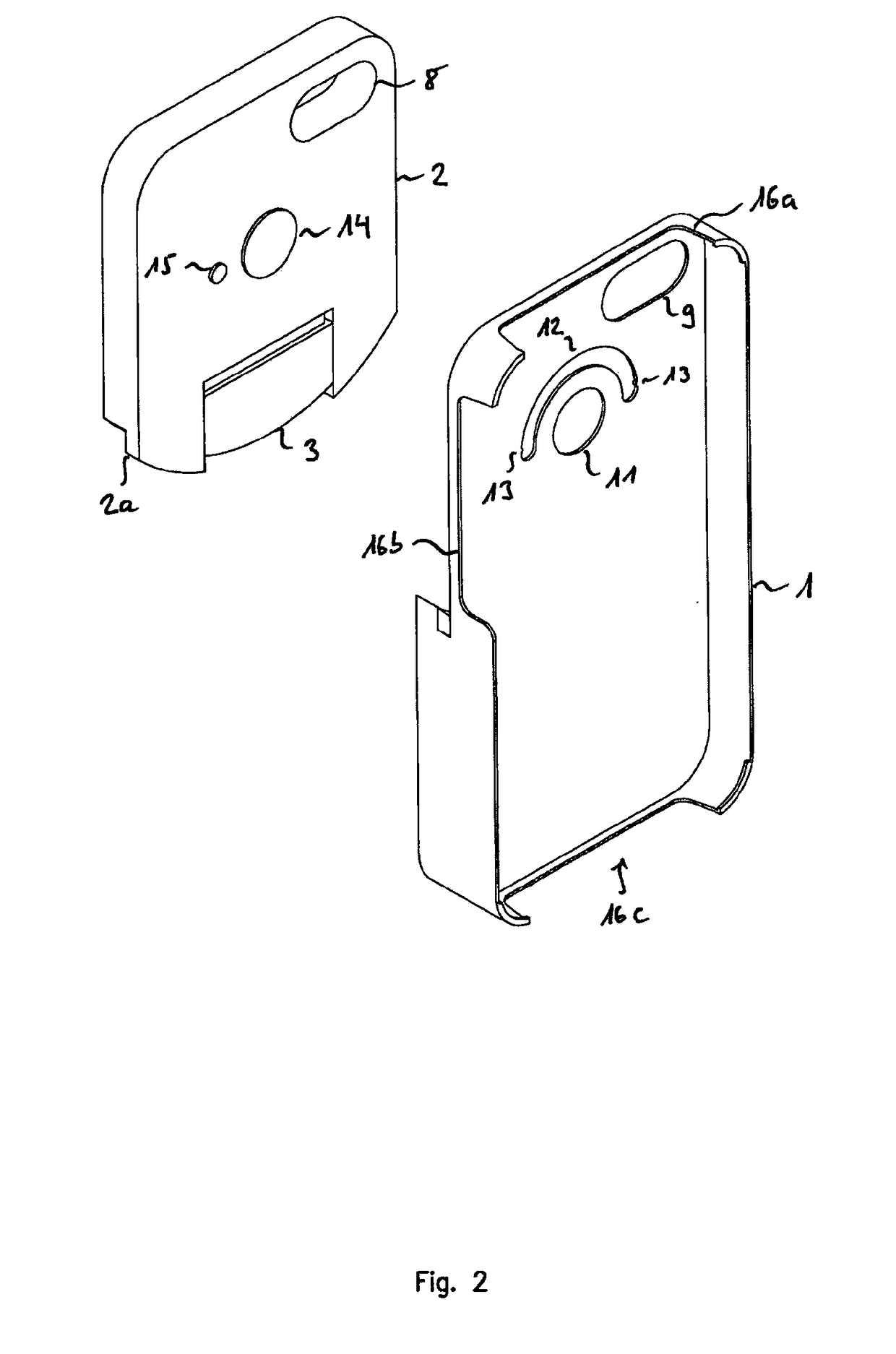 Casing with liquid dispenser