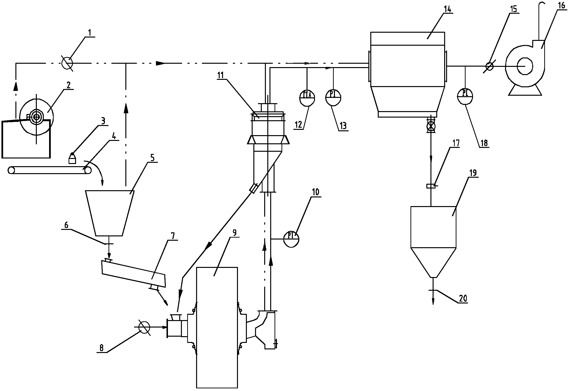 Open-wind belt material-type alumina crust block crushing production line device