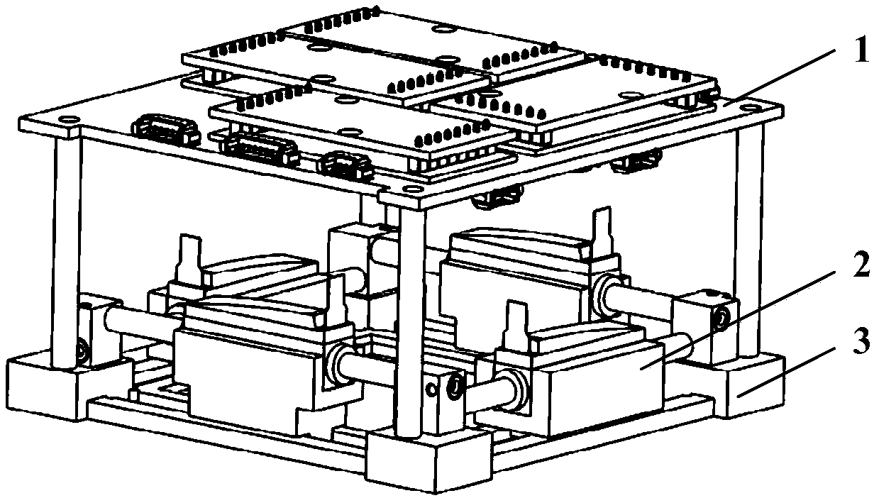 Cubic satellite mass moment bi-symmetrical layout attitude control device