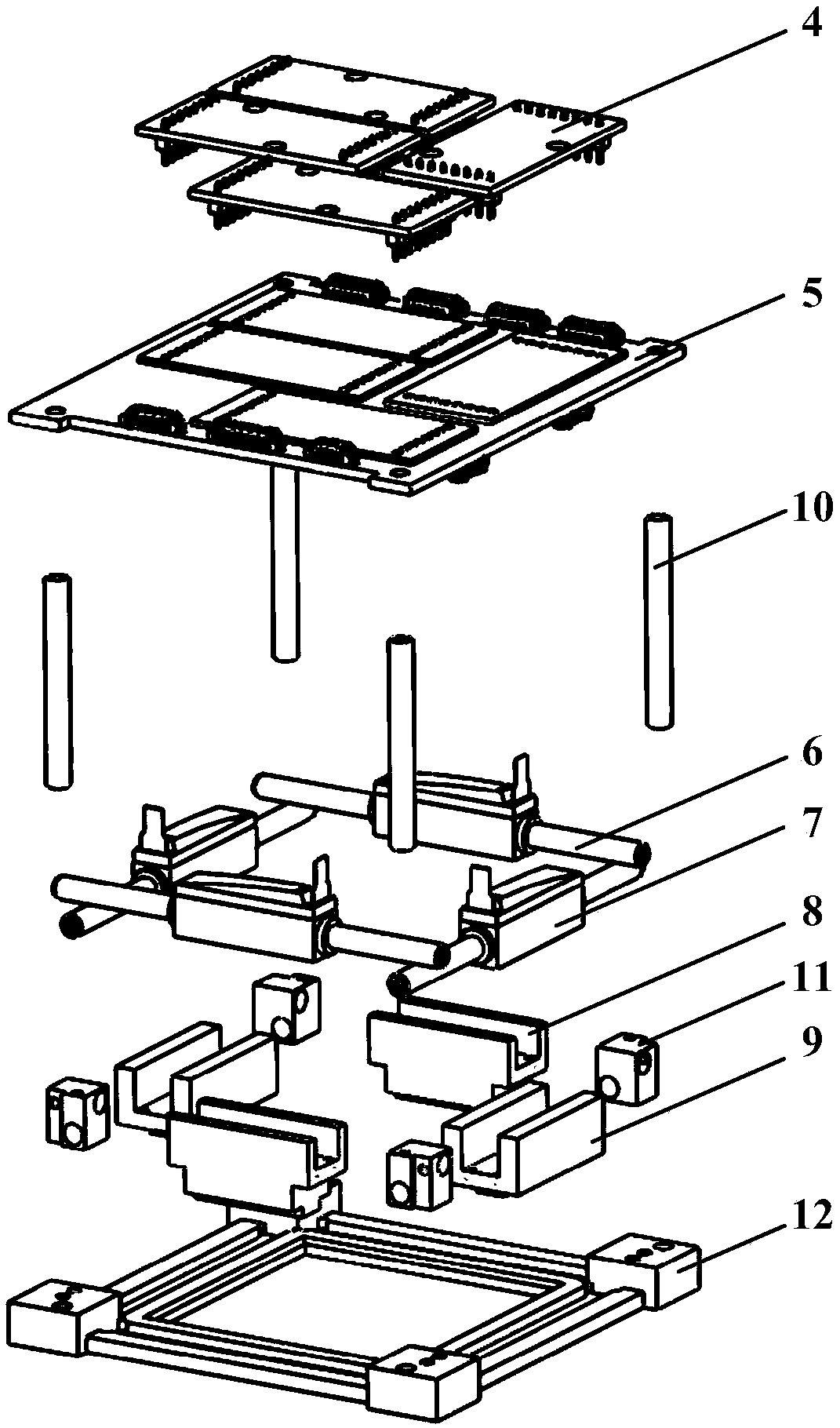 Cubic satellite mass moment bi-symmetrical layout attitude control device