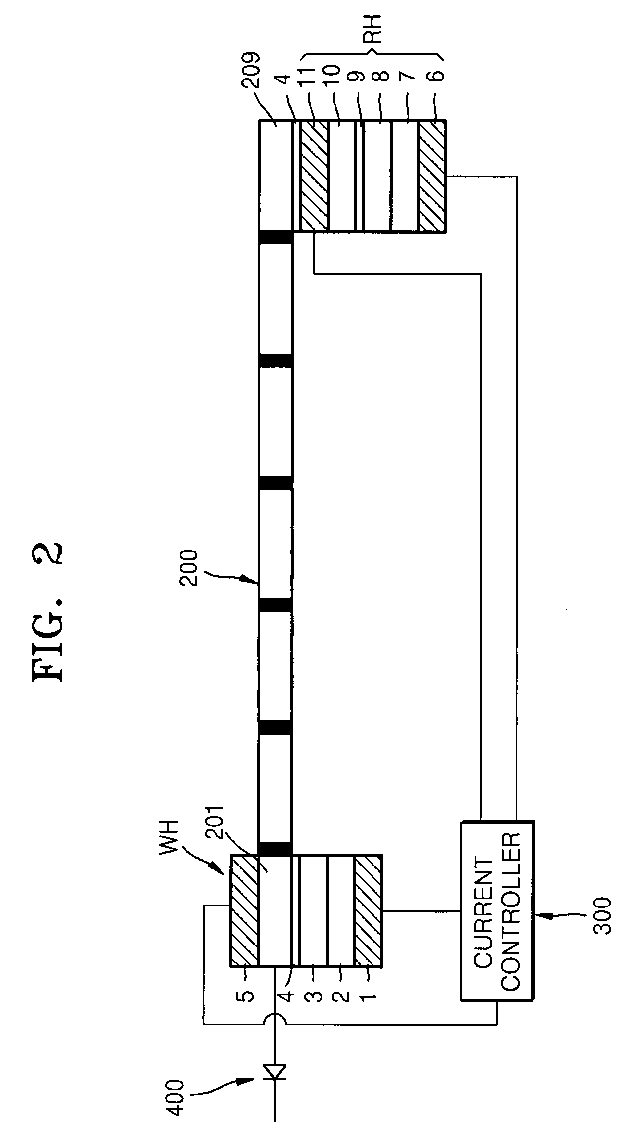 Data storage device using magnetic domain wall movement and method of operating the data storage device