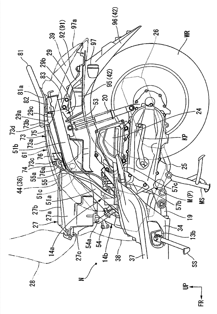 Seat lower case structure of a saddle type vehicle