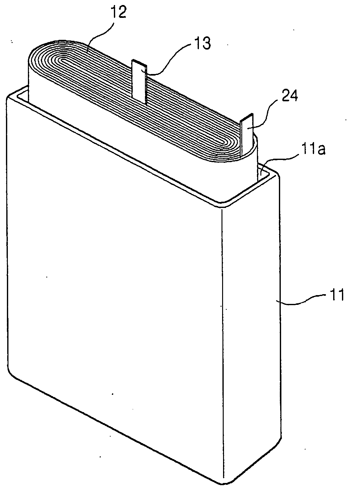 Secondary battery and method with electrode tap positioned at short side portion of secondary battery can