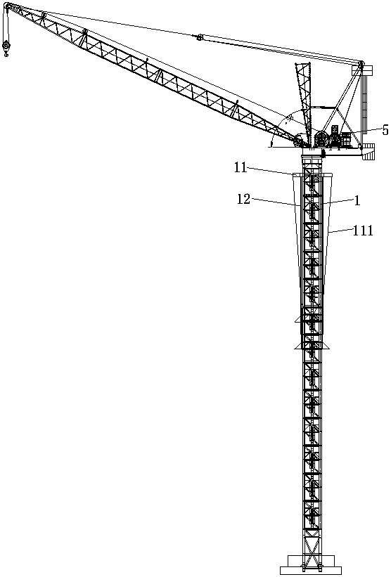 Inward-climbing tower crane self-elevating platform