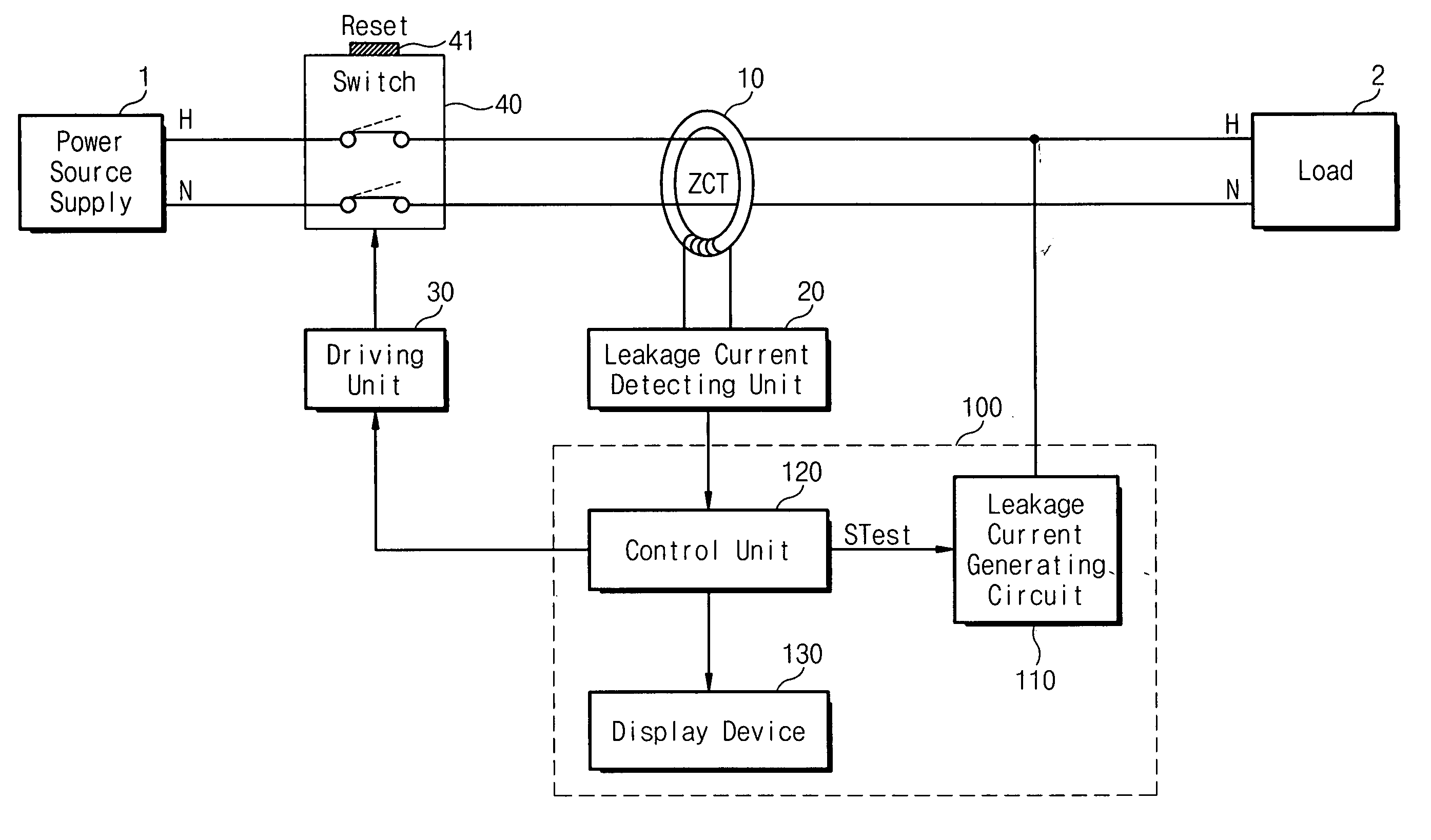 Electric leak breaker for self-test