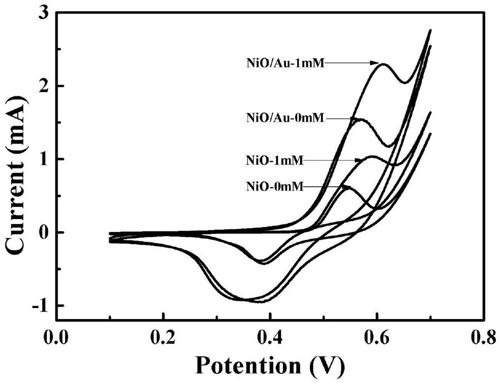 NiO/Au nanotube array flexible electrode with core-shell structure and application of NiO/Au nanotube array flexible electrode