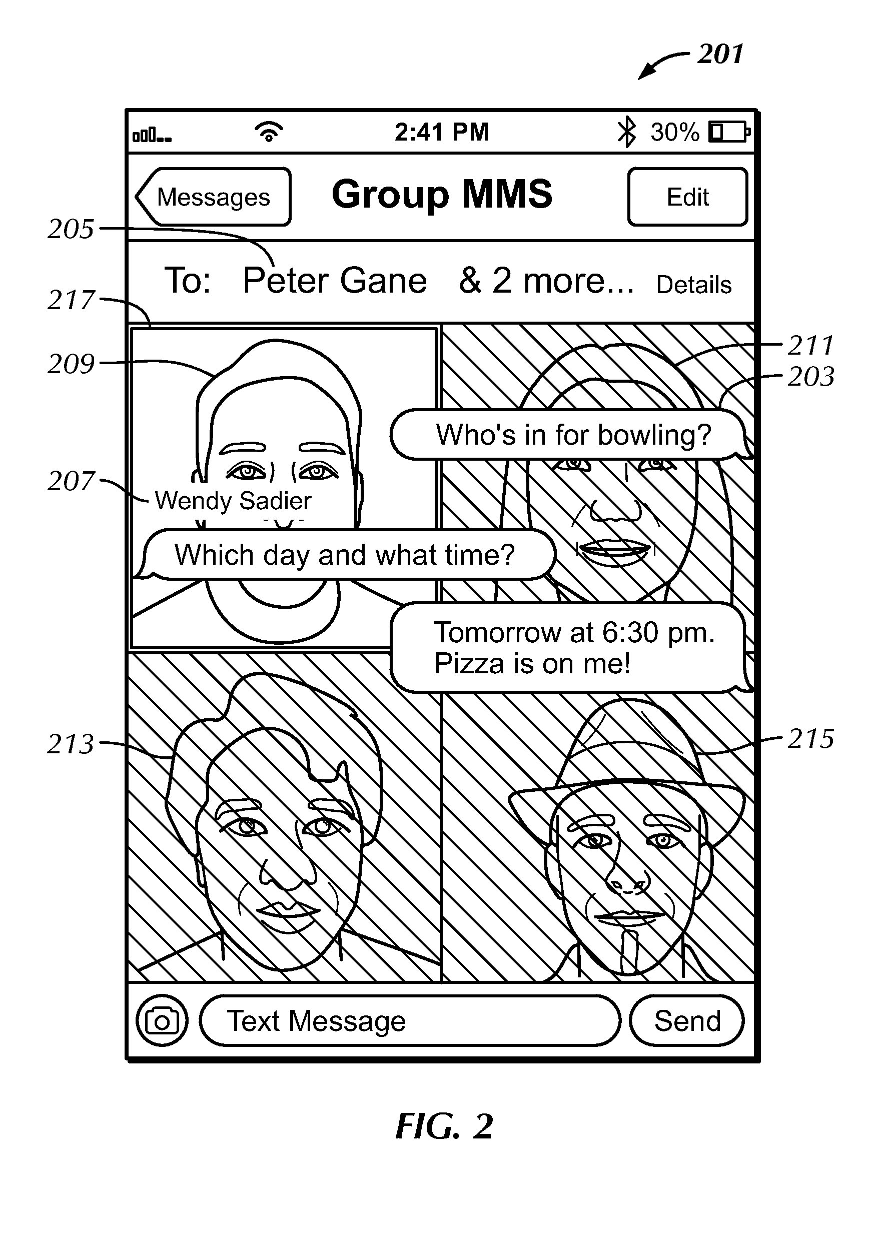 Generation of a user interface based on contacts