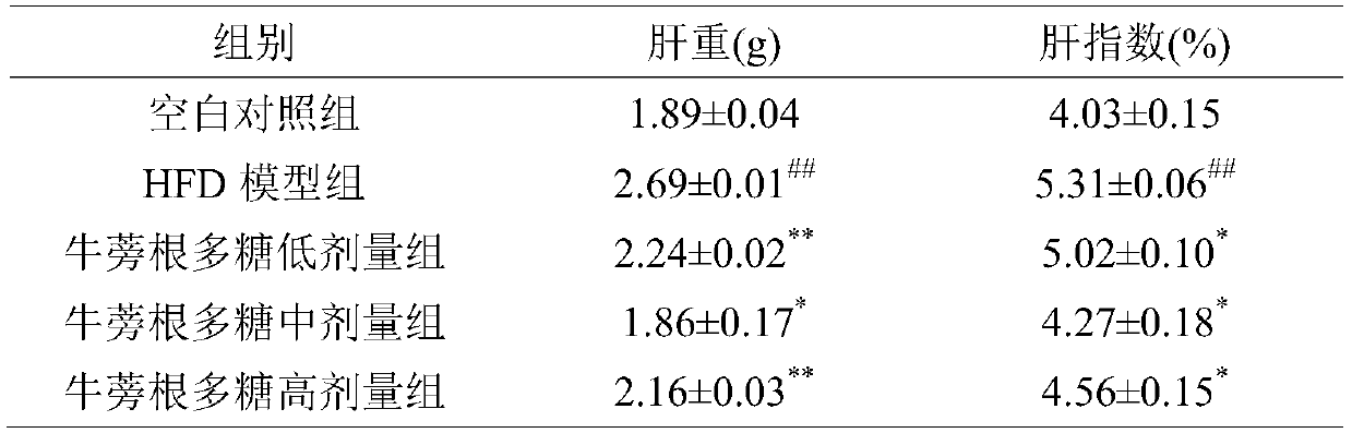 Application of great burdock root polysaccharide in preparation of drug for treating non-alcoholic fatty liver disease