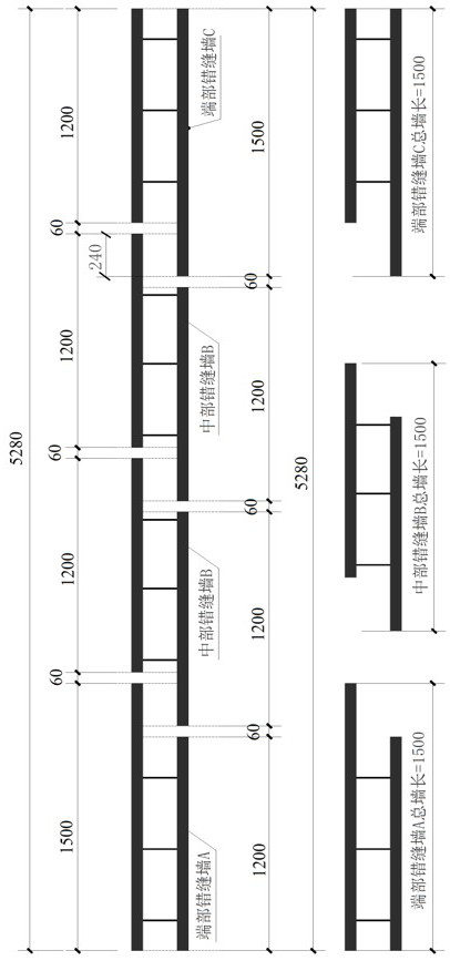 Method and device for generating staggered superimposed wall model