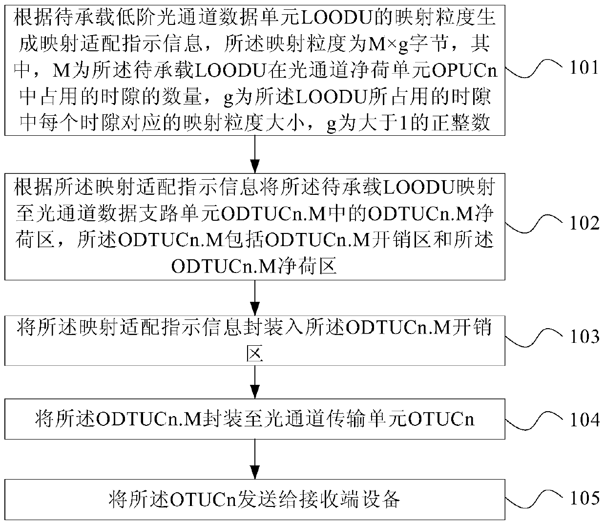 Service mapping processing method, device and system for optical transmission network