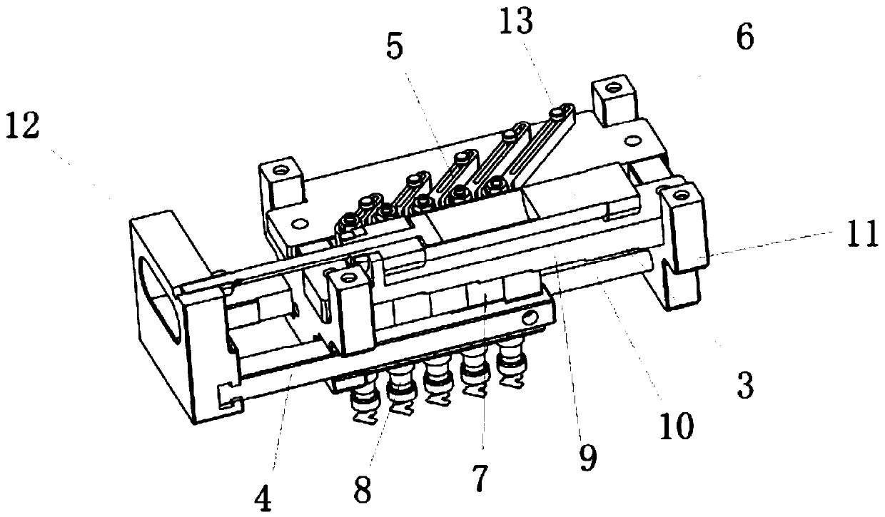 Synchronous adjusting device for multiple spacing and angles and implementation method of synchronous adjusting device