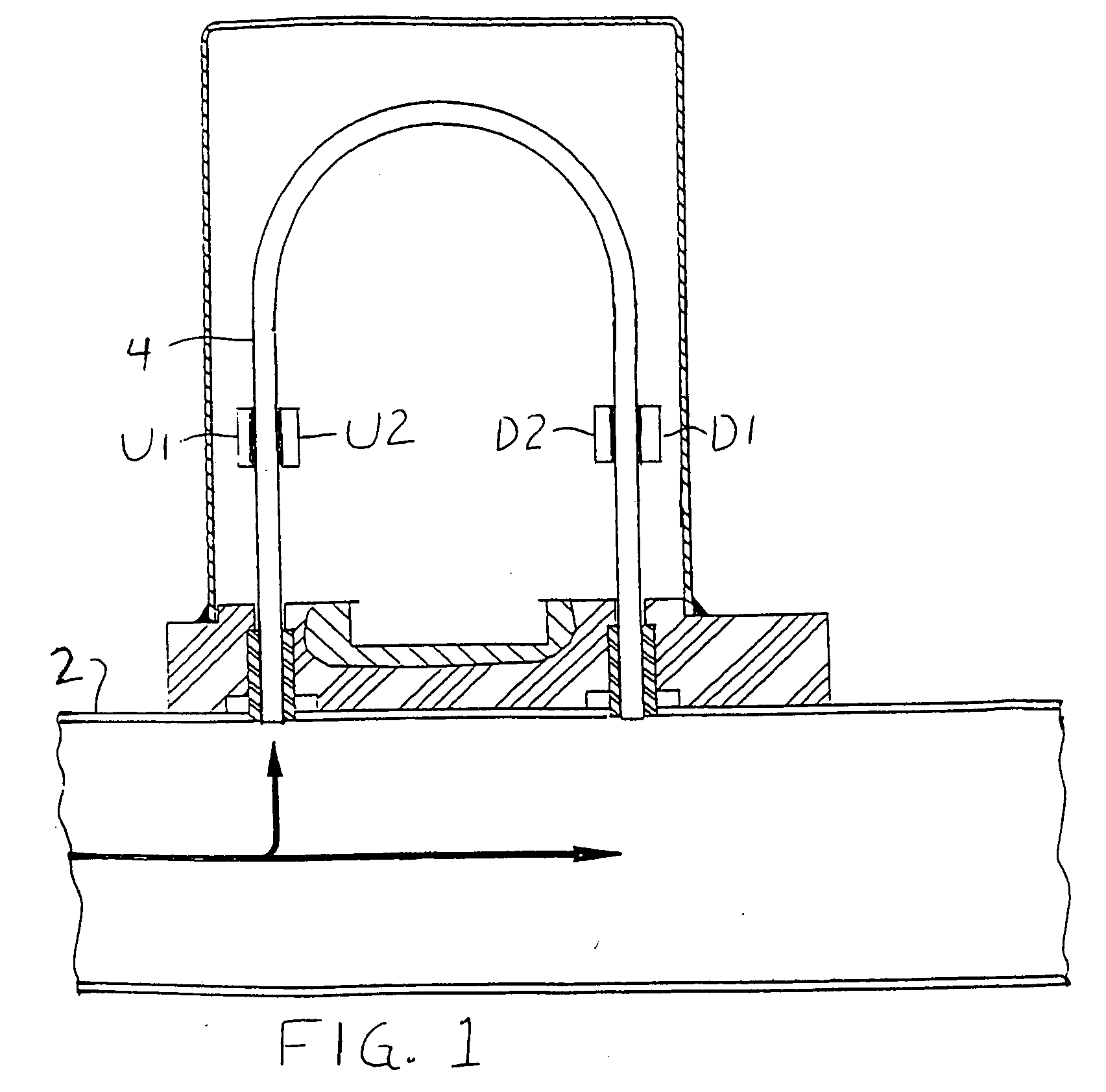 Mass flow meter with chip-type sensors