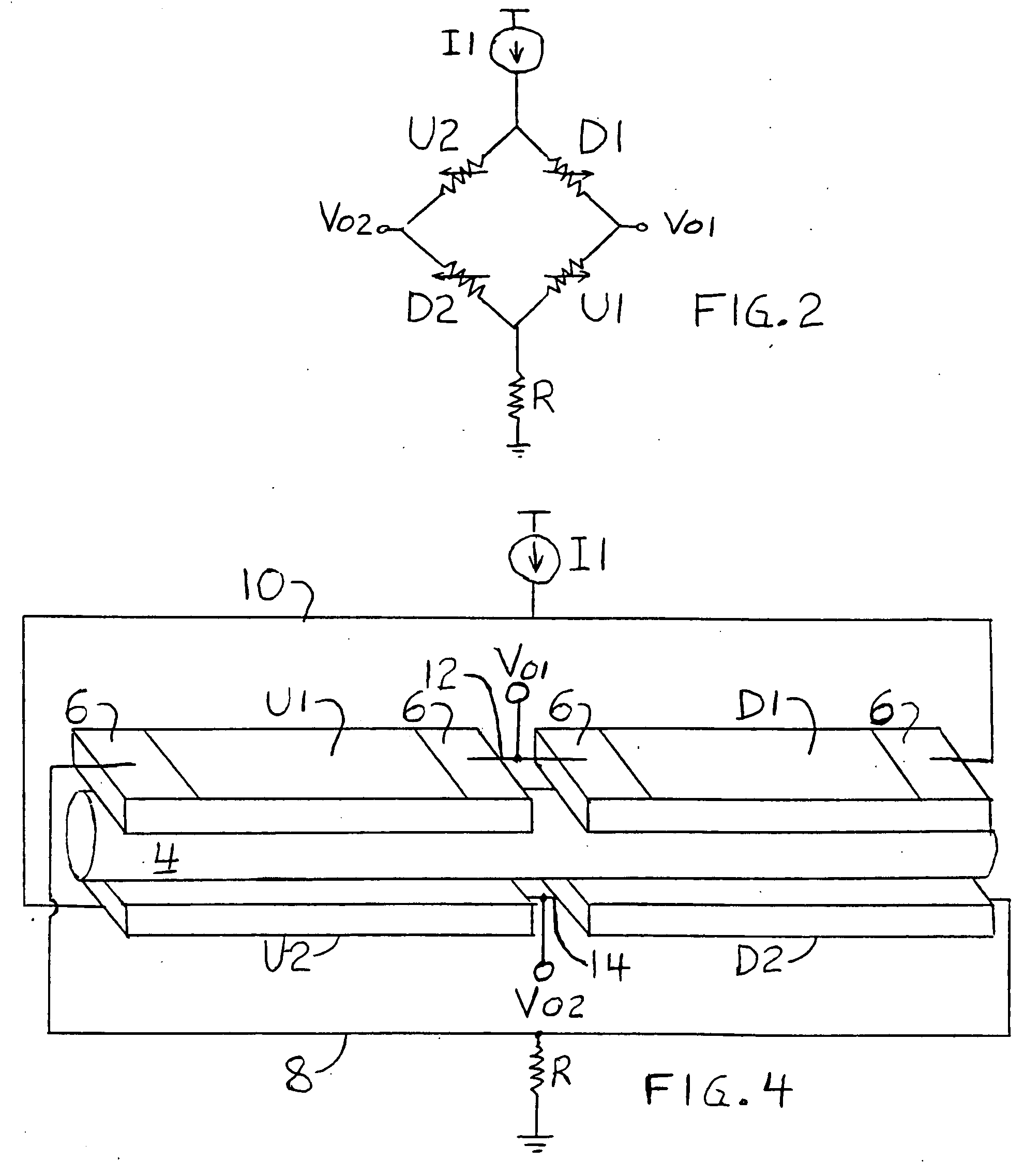 Mass flow meter with chip-type sensors