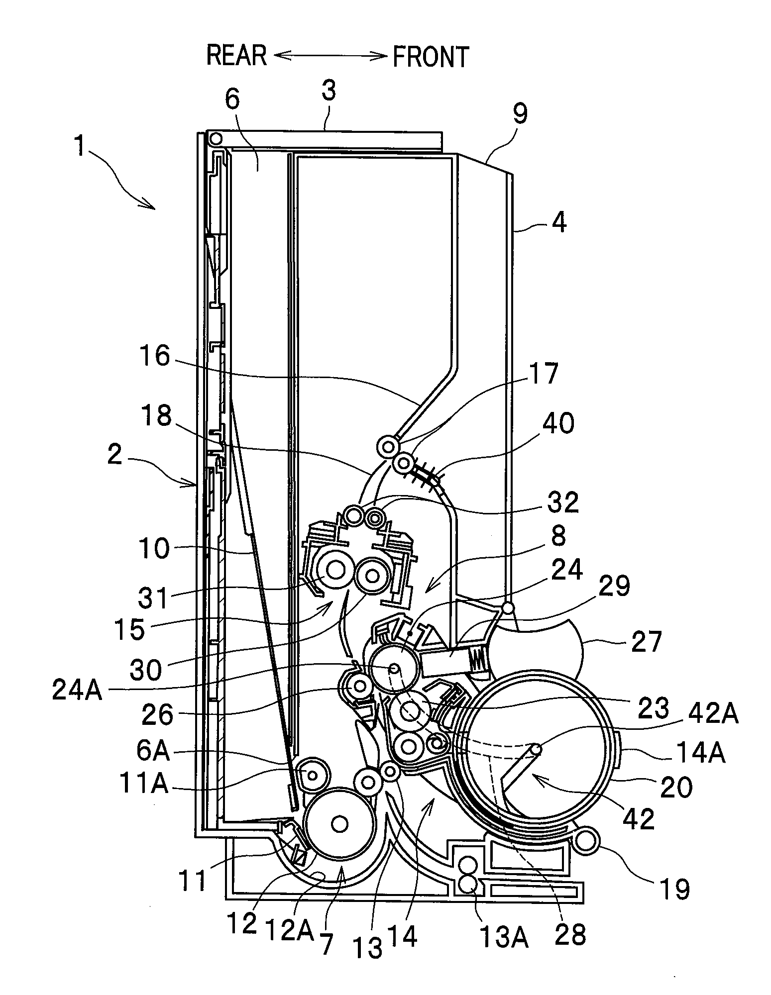 Configuration for an image forming apparatus having an upright recording medium storage unit