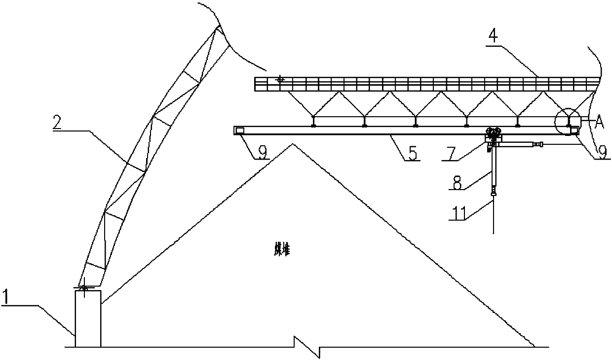 Round coal yard with coal pile spontaneous combustion preventing and controlling function