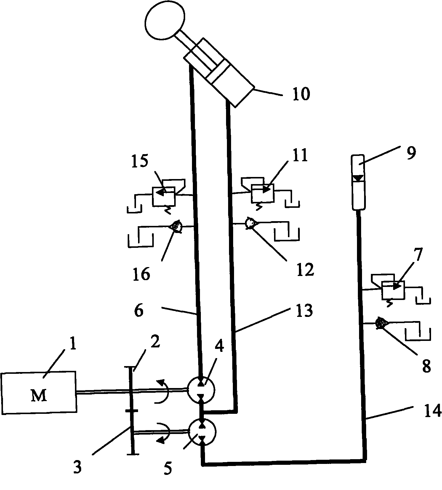 Gravitational potential energy recovery device during descending of engineering machinery movable arm