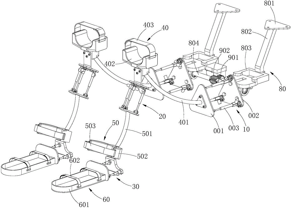 Lower limb rehabilitation training device for lying, sitting and standing postures