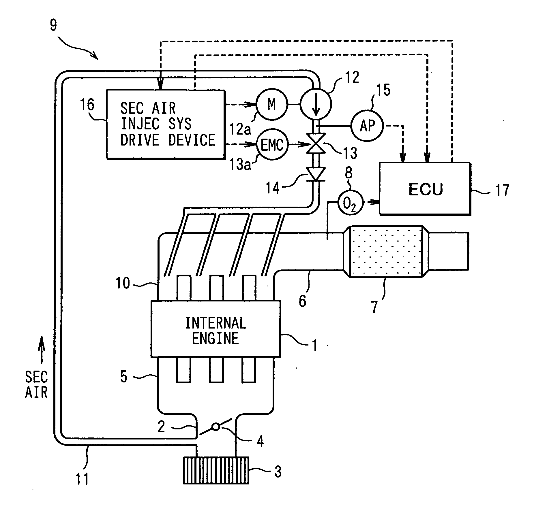 Drive device for a secondary air injection system