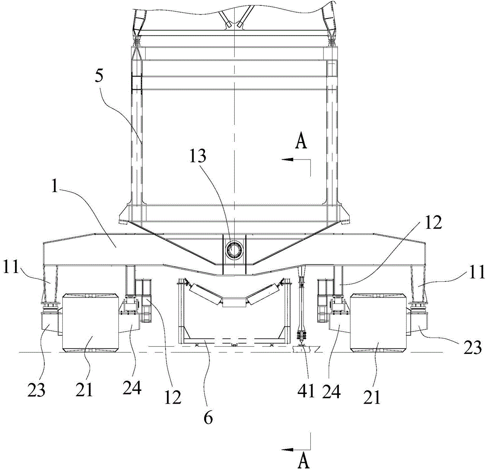 Throw-off carriage and running gear thereof