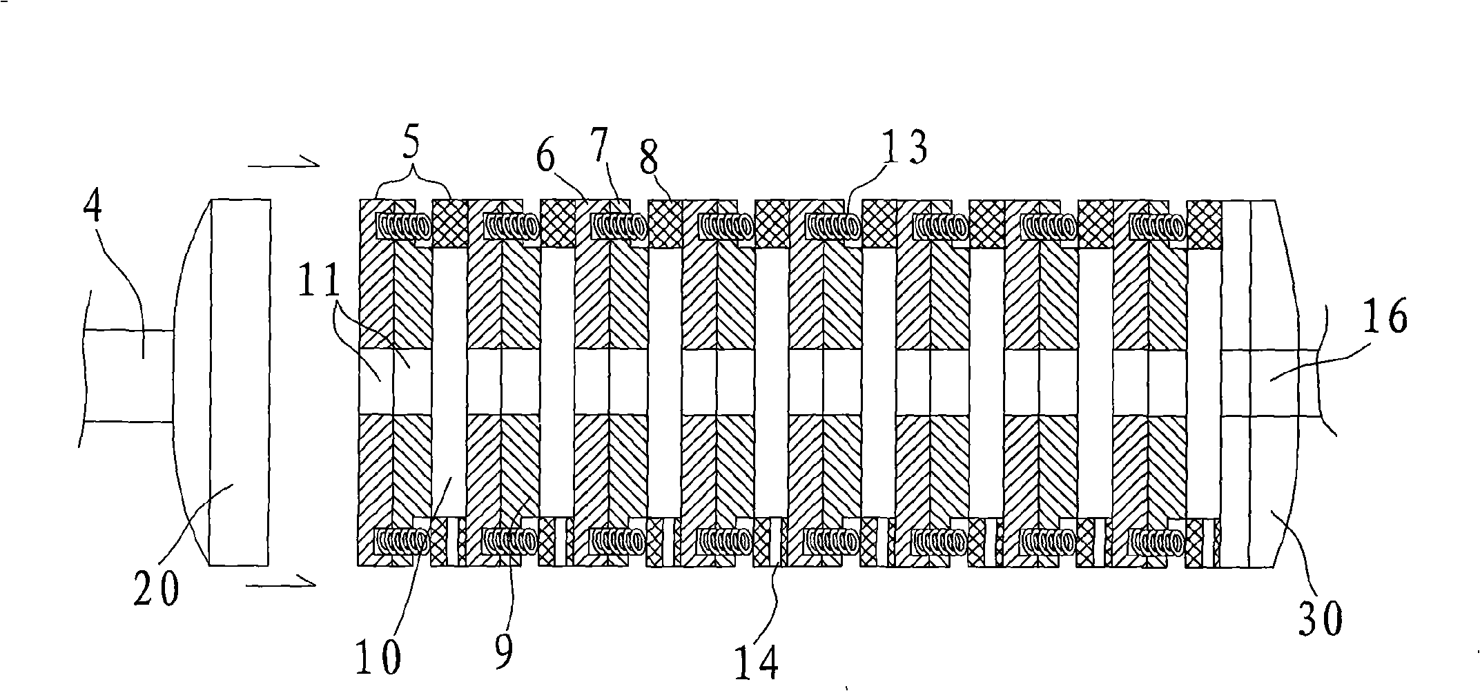 Horizontal spring filter plate press