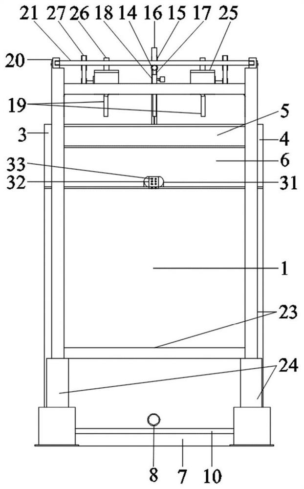 Reservoir bank water level change and slope angle variable landslide model test device and method under earthquake and rainfall coupling effect