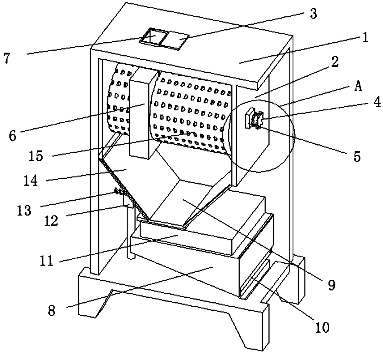 Raw material blending device for glass processing