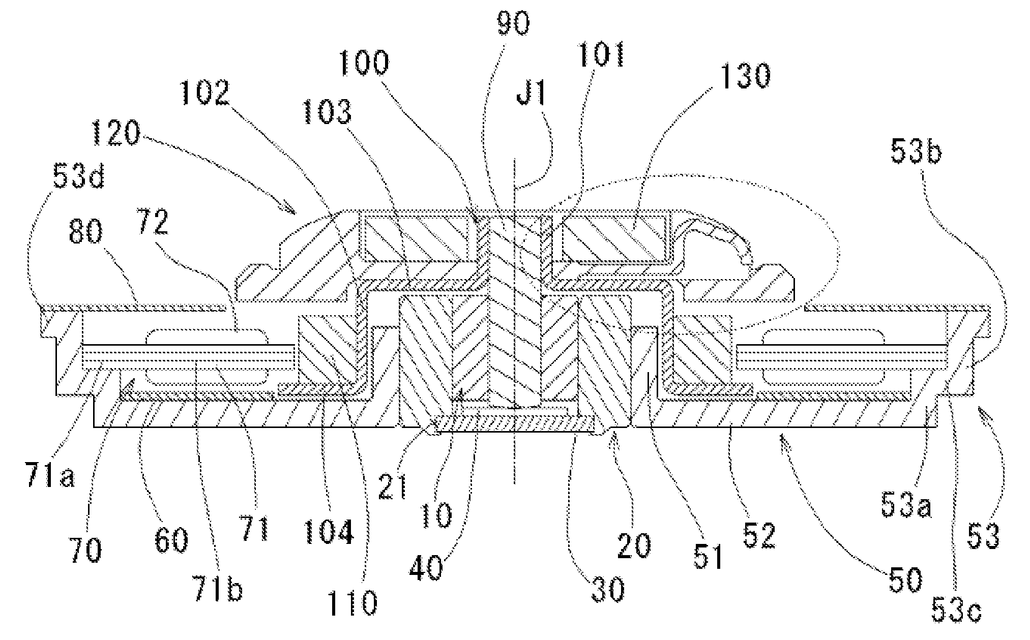 Disk drive device having a motor, and manufacturing method of the motor