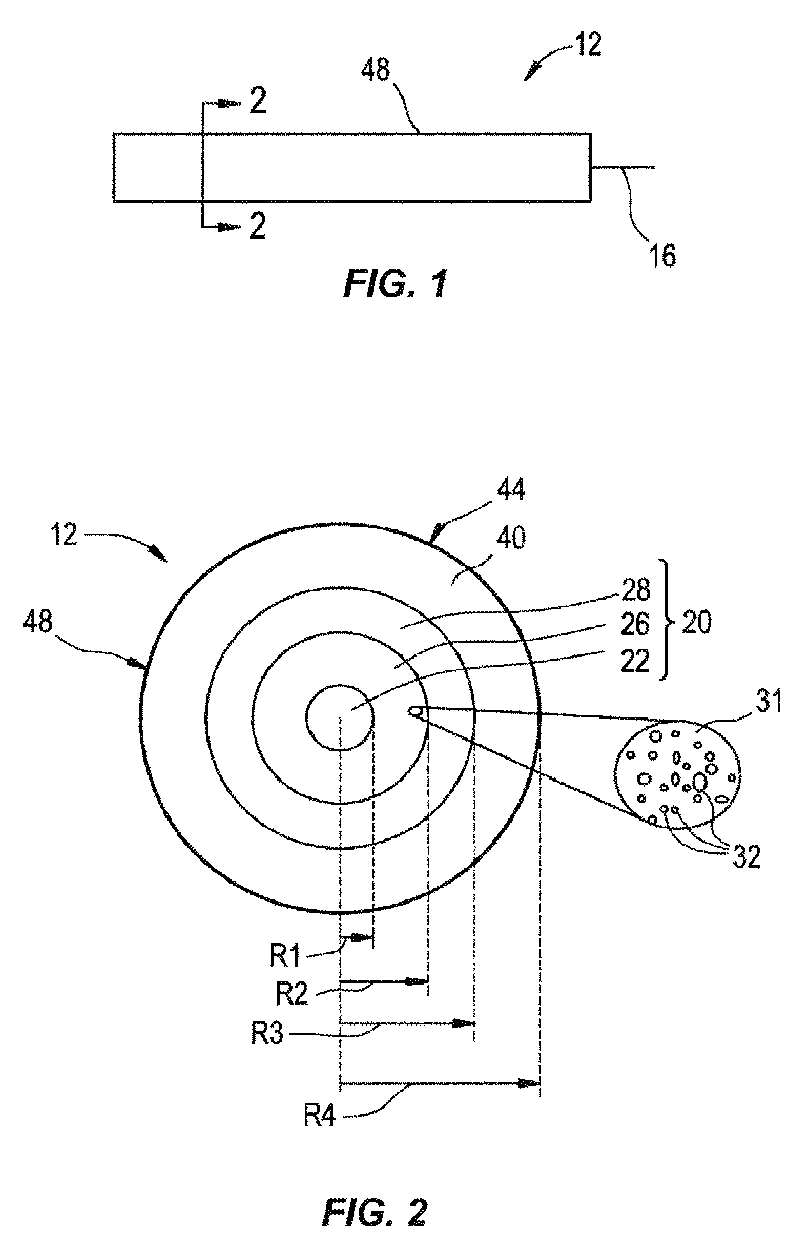 Light diffusing fibers with integrated mode shaping lenses