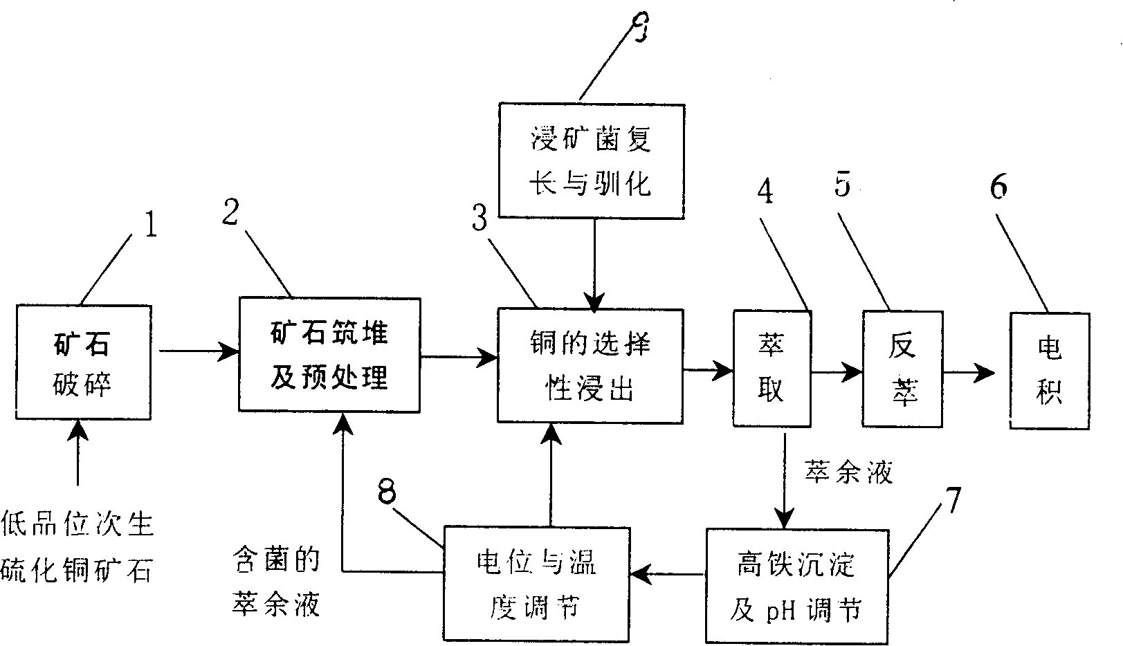 Pyrite selectivity inhibition technique for secondary copper sulfide mineral biological lixiviation process